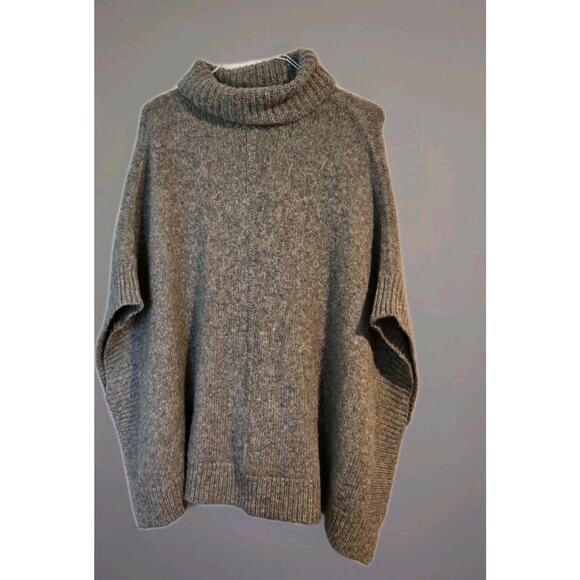 J CREW Womens Relaxed Oversized Wool Alpaca Blend Gray Pullover Poncho S/M - Picture 1 of 9